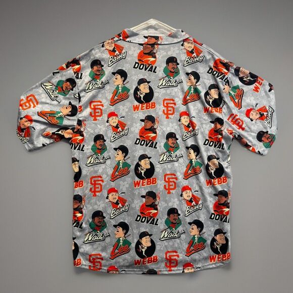 San Francisco Giants Mens Bobblehead Floral Hawaiian Shirt Sz XL Gray Big Head - Picture 2 of 15